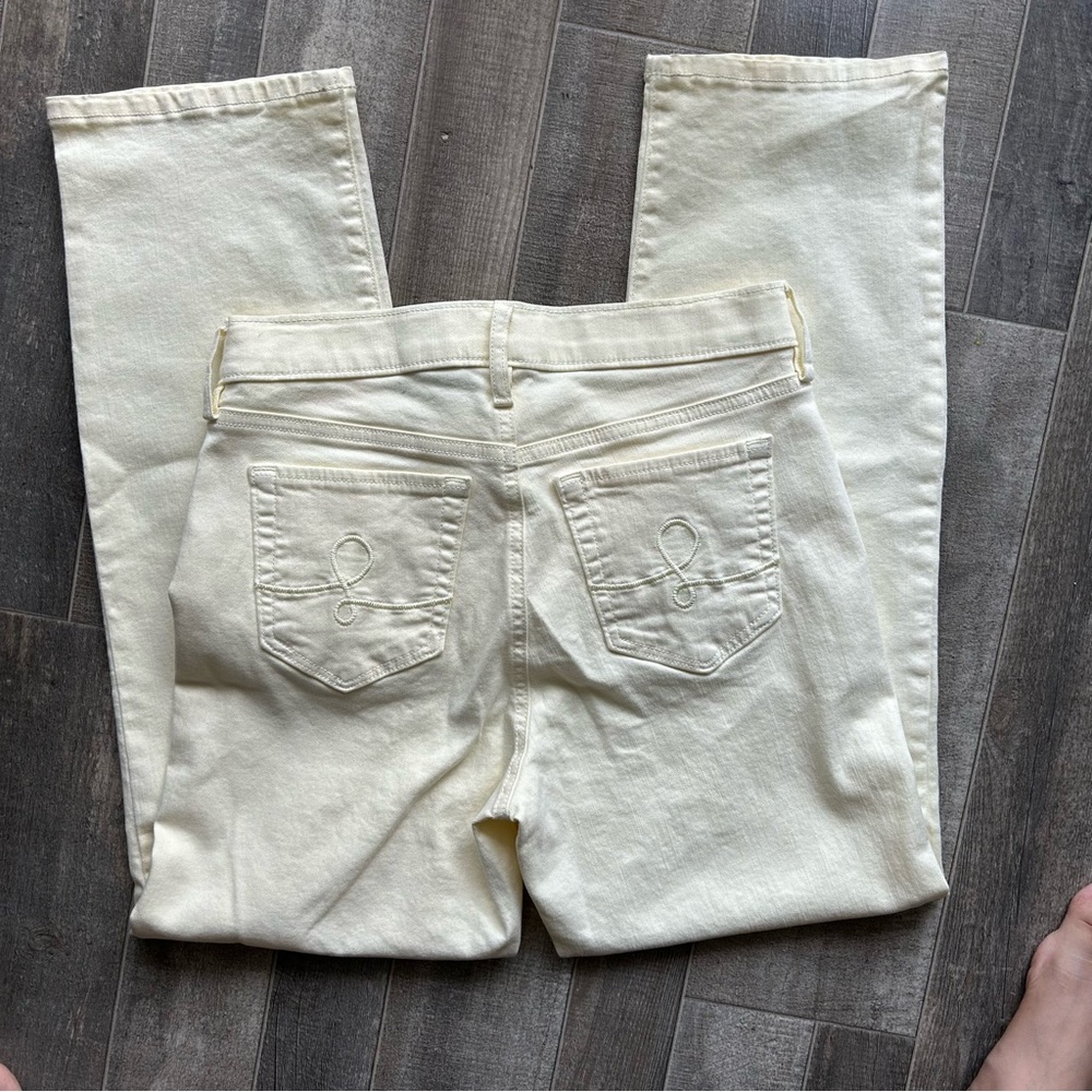 LILLY PULITZER SOUTH OCEAN HIGH RISE BUTTON FLY JEANS, LEMON MERINGUE YELLOW 2 - Picture 5 of 9